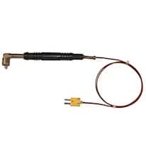 Digi-Sense Type-K, SS 90guard Surf Probe; 6.5" L, Mini-Connector, Exposed, 3ft FEP Cable