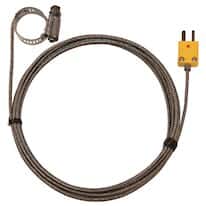 Digi-Sense Type-K Hose Clamp Probe 0.44 -1.00 OD Mini-Connector, Grounded 10ft SS Braid Cable