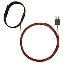 Digi-Sense Type-J, Hook-And-Loop Strap Probe, 0.75 - 2.75 OD, Mini-Connector, Grounded , 10ft FEP Cable