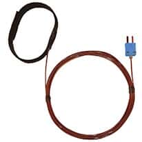 Digi-Sense Type-T, Hook-And-Loop Strap Probe, 0.75 - 2.75 OD, Mini-Connector, Grounded , 10ft FEP Cable