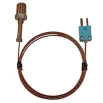 Digi-Sense Type-T Pipe Plug Probe SS 1 / 4" NPT (M) Mini-Connector, Flush Grounded 5ft Cable