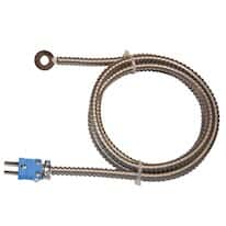 Digi-Sense Type-T Bolt-On Probe Mini-Connector, Grounded 5ft Strt 304 SS Armoredor/Fib Cable
