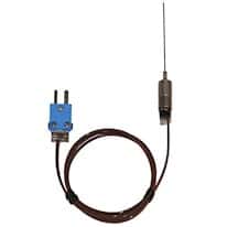 Digi-Sense Type-T Needle Microprobe Mini-Connector, 0.75" L .020 Dia Grounded 5ft FEP Cable
