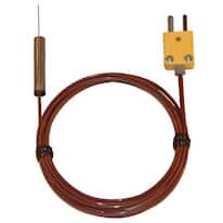 Digi-Sense Type-K Needle Microprobe Mini-Connector, 0.75" L .020 Dia Grounded 5ft FEP Cable