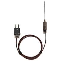 Digi-Sense Type-J Needle Microprobe Mini-Connector, 0.75" L .020 Dia Grounded 5ft FEP Cable