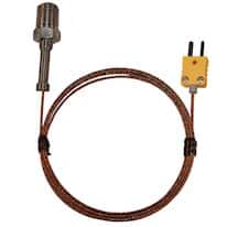 Digi-Sense Type-K Pipe Plug Probe SS 1/4" NPT (M) Mini-Connector, Flush Ungrounded 5ft Cable