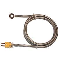 Digi-Sense Type-K Bolt-On Probe Mini-Connector, Grounded 5ft Strt 304 SS Armoredor/Fib Cable