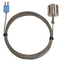 Digi-Sense Type-T Dropping / Magnetic Probe 1.5" L Mini-Connector, Exposed 10ft SS Braid Cable