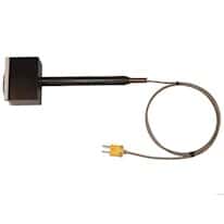 Digi-Sense Type-K PTFE Moving Surface Probe; 2.4" L Mini-Connector, Exposed 3ft SS Braid Cable