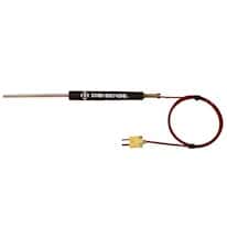 Digi-Sense Type K Economic Handle Thermocouple Probe with Mini-Connector, 6" L, 36" E x t FEP .188 Dia, Grounded 