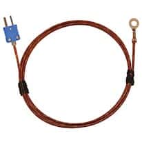 Digi-Sense Type T Economic Bolt On Thermocouple Probe #6 Screw with Mini-Connector, 12" Fiberglass Ext. Grounded 