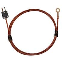 Digi-Sense Type J Economic Bolt On Thermocouple Probe #8 Screw with Mini-Connector, 36" Fiberglass Ext. Grounded 