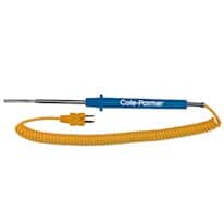 Digi-Sense Type K Flat-Leaf Thermocouople Probe, with Mini-Connector, 4.5" L, 5ft Coil Cord