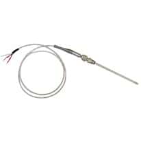 Digi-Sense RTD Probe, 24" L, 1/4" Dia, 1/4" NPT Re-Adj, Stripped Leads