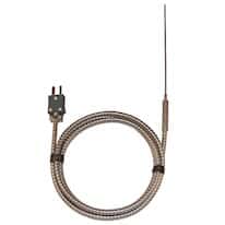 Digi-Sense Type-J Hypo Tip Probe 4" L Mini-Connector, SS .063" Dia Grounded 4ft Armored Cable