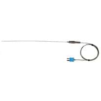 Digi-Sense Type-T, High-Temperature Wire Probe, 12" Length, 0.020" Diameter, Grounded, Mini-Connector, 3 ft 24-Gauge Cable