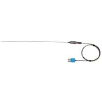 Digi-Sense Type-T, High-Temperature Wire Probe, 12" Length, 0.040" Diameter, Grounded, Mini-Connector, 3 ft 24-Gauge Cable
