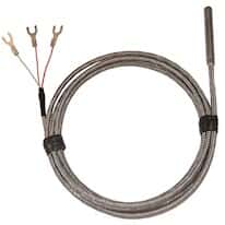 Digi-Sense Ind Comp RTD Probe, 1.5" L, Spd Lugs, .188" Dia, 4ft SS Braid Cable