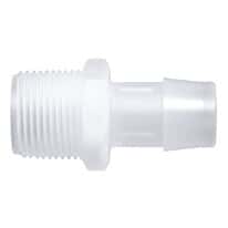 Eldon James Threaded to Hose Barb Fitting, Straight Adapter, Animal-Derivative-Free Polypropylene, 3/4" NPT(M) x 5/8 ID; 10/PK