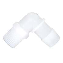 Eldon James Threaded to Hose Barb Fittings, 90° Elbow, Natural Kynar®, 3/4" NPT x 3/8" ID; 10/PK