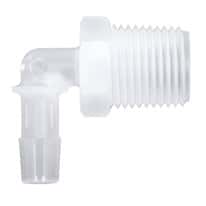 Eldon James Threaded to Hose Barb Fittings, 90° Elbow, Animal-Derivative-Free Polypropylene, 1/8" NPT(M) x 3/16" ID; 10/PK