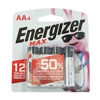 Energizer E91 Max Alkaline AA Batteries, 2450 mAh, 1.5 V; 4/Pk Energizer E91 Max Alkaline AA Batteries, 2450 mAh, 1.5 V; 4/Pk