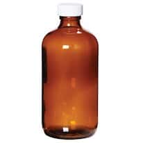 Environmental Express APC1442 Boston Round Preserved Amber Glass Bottles, 500 mL, 1 mL 1:1 H2SO4; 12/Cs