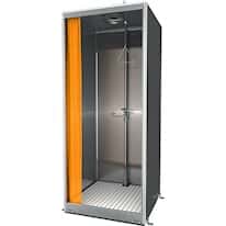 Guardian Equipment Enclosed Safety Shower and Eyewash Station, Front Entry, Stainless Steel, Bottom Drain