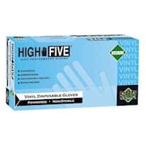 High Five Vinyl Gloves, Clear, Lightly Powdered, X-large, 100/box