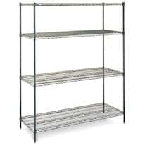 ICI Quick Ship Stationary Wire Shelving, Epoxy Coated; 18" D, 36" W, 74" H