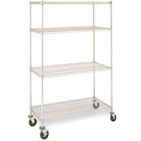 ICI Quick Ship Mobile Wire Shelving, Chrome; 18" D, 48" W, 79" H