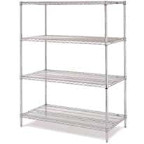 ICI Quick Ship Stationary Wire Shelving, Stainless Steel; 18" D, 60" W, 74" H