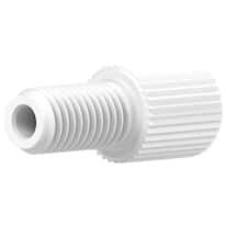 Idex Flangeless Male Nut, Standard Knurl, White Acetal, 1/16" OD Tubing, 1/4-28 Flat-Bottom; 1/EA