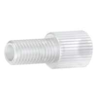 Idex Flangeless Male Nut, Standard Knurl, Natural PFA, 1/16" OD Tubing, 1/4-28 Flat-Bottom; 1/EA