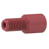Idex Flangeless Male Nut, Standard Knurl, Red Acetal, 1/8" OD Tubing, 1/4-28 Flat-Bottom; 1/EA
