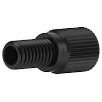 Idex Flangeless Male Nut, Standard Knurl, Black Acetal, 1.8, 2.0, 3.0 mm, 1/8" OD Tubing, M6 Flat-Bottom; 1/EA