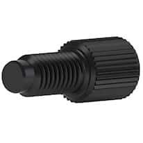 Idex Port Plug, Standard Knurl, Black Acetal, 1/4-28 Flat-Bottom; 1/EA