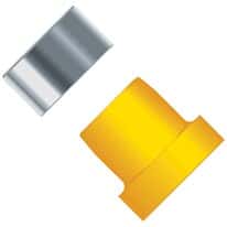 Idex Super Flangeless™ Ferrule, Yellow ETFE/SS Ring, 1/8" OD Tubing, 1/4-28 Flat Bottom; 10/PK