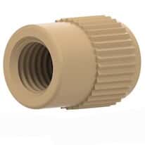 Idex SuperFlangeless™ Female Nut, Standard Knurl, Natural PEEK, 1/32" or 1/16" OD Tubing, 1/4-28 Flat Bottom; 1/EA