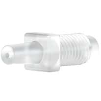 Idex Threaded Luer Adapter, Natural Polypropylene, 0.050" Bore, Male Slip Luer x Male 1/4-28 Flat Bottom; 1/EA