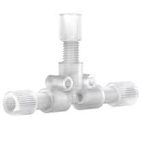 Idex Low-Pressure Tee Assembly, Natural ETFE, 0.020" Bore, 1/16" OD Tubing, 1/4-28 Flat Bottom; 1/EA