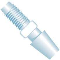 Idex Adapter Fitting, Natural ETFE, 0.10" Bore, 3/16" Hose Barb x 1/4-28 Flat Bottom; 1/EA