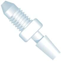Idex Adapter Fitting, Natural ETFE, 0.040" Bore, 1/8" Hose Barb x Male 10-32 Coned; 1/EA