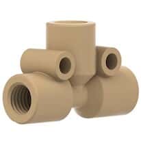 Idex Low-Pressure Tee Body, Natural PEEK, 0.050" Bore, 1/8" OD Tubing, 1/4-28 Flat Bottom; 1/EA