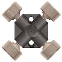 Idex High-Pressure Cross Assembly, PEEK, 0.020" ID, 1/16" OD Tubing, 10-32 Coned; 1/EA