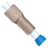 Idex Flangeless Fitting, Standard Knurl, Natural PEEK Nut with Blue ETFE Ferrule for 3/16" OD Tubing, 5/16-24 Flat-Bottom; 1/EA