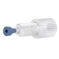 Idex Flangeless Fitting, Standard Knurl, Blue PFA, 1/16" OD Tubing, 1/4-28 Flat-Bottom; 1/EA