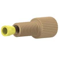 Idex Flangeless Fitting, Standard Knurl, Natural PEEK, 1/8" OD Tubing, 1/4-28 Flat-Bottom; 10/PK