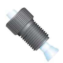 Idex Flangeless Fitting, Large Knurl, Black PEEK, 1/4" OD Tubing, 1/2-20 Flat-Bottom; 10/PK