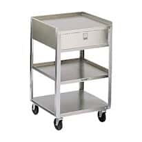 Lakeside Carts 466 SS equipment cart with drawers; 18-3/8" x 16-5/8", 3 shelves, 400 lb capacity